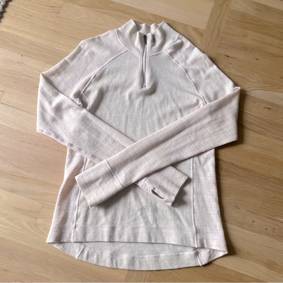 Dakini Womens Merino Wool 1/4 Zip Nordic Tan and light pink base layer Size XL - Picture 1 of 9